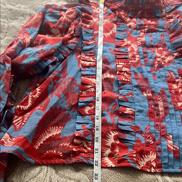 FARM RIO Floral Ruffle Blouse - Red and Blue - Picture 8 of 9